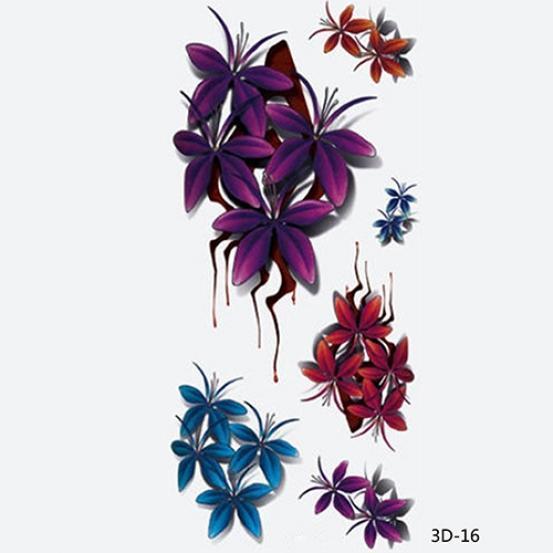 2 Pcs 3D Body Art DIY Stickers Temporary Tattoo Butterfly Flower Feather Sticker