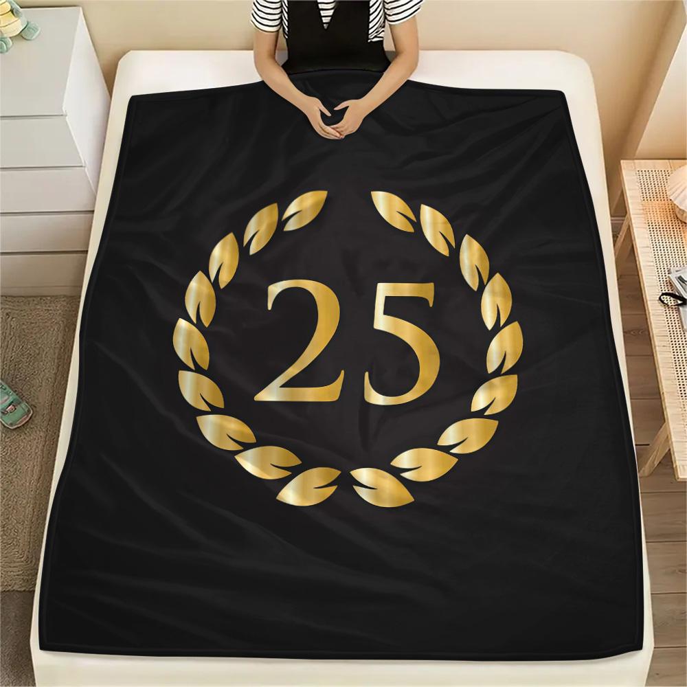 1 Stück Nummer 25 Aufdruck Flanelldecke, Hohe Qualität, Bequem für alle Jahreszeiten, Heimdekoration, Wärme und Komfort