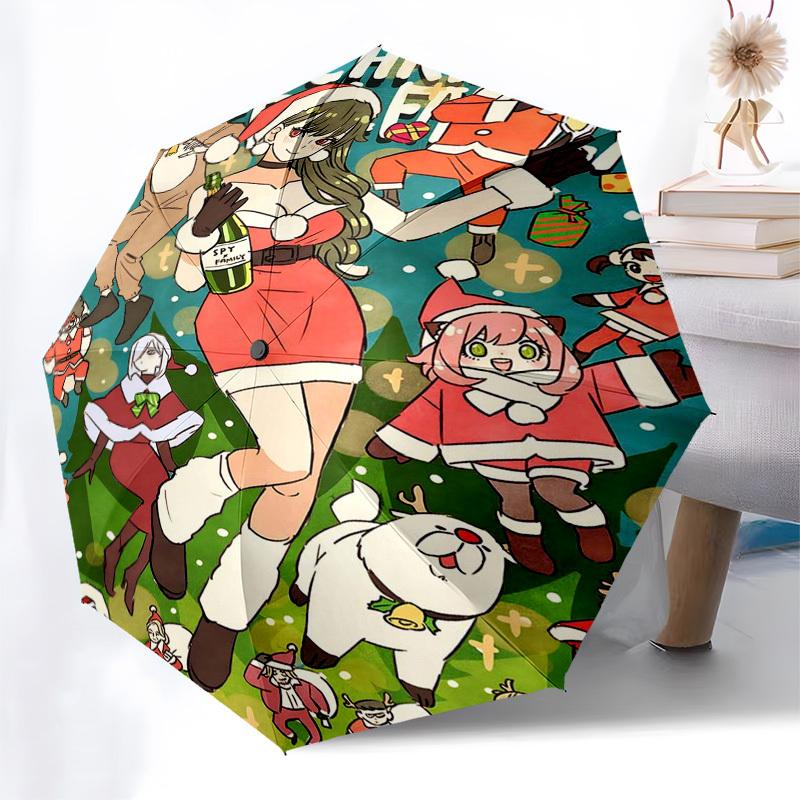

1pc Merry Christmas! Santa s Family Festive - Auto Open Umbrella, Portable Folding Design, 8-Bone Iron Frame, Outdoor Umbrella, Holiday Gift for Fans,