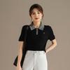 RAIN.CUN Women's Academy Style Color-block Knit Polo Shirt