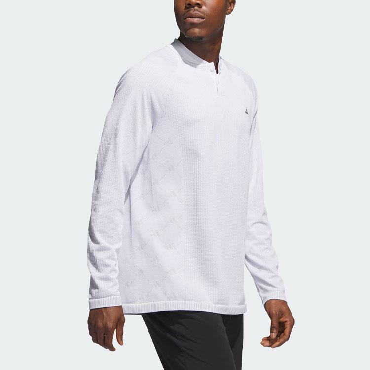 Adidas Ultimate365 Tour Primeknit Logo Print Golf Long Sleeve Polo Shirt Men Polo Shirts Light-Gray IL9637