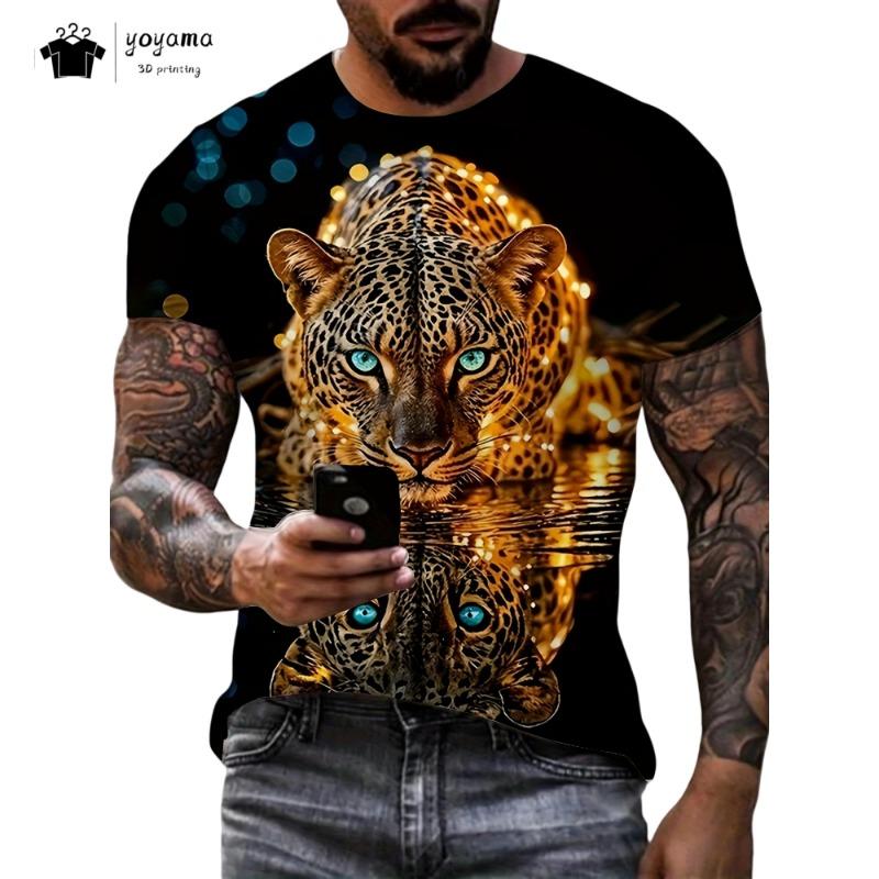 Vintage Tiger Graphic T-Shirt Men Summer Breathable Men's Top Trendy Men's Clothing Fashion Oversized Men's Short Sleeve Tee