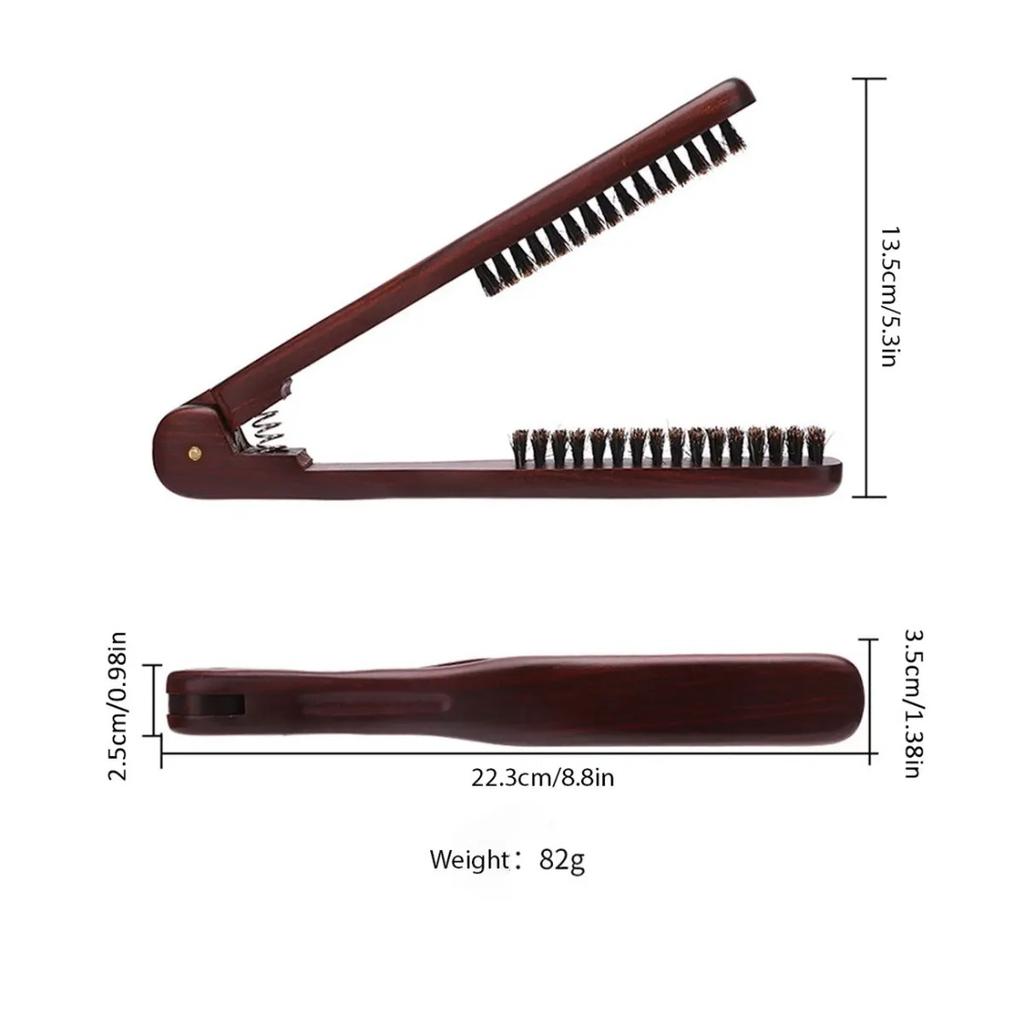 Professional V-Shaped Solid Wood Straightening Comb, Anti-Scald & Heat Resistant Hair Styling Brush