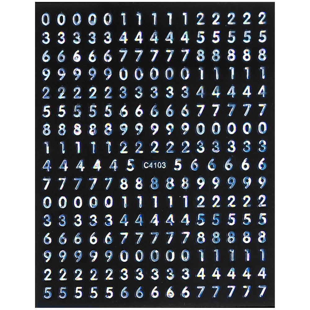 Live Digital Solid Color Simple Nail Sticker 3D Adhesive Digital Coding Sequence Diy Ladies Nail Art Sticker