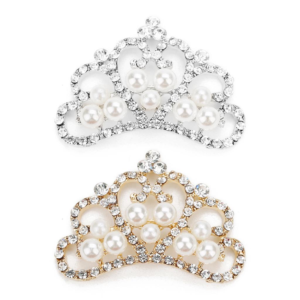 2Pcs Pearl Rhinestone Applique Patches Multi-shape Jewelry Alloy Beads for Clothes Decorate DIY Crafts Hair Clip Button Ornament