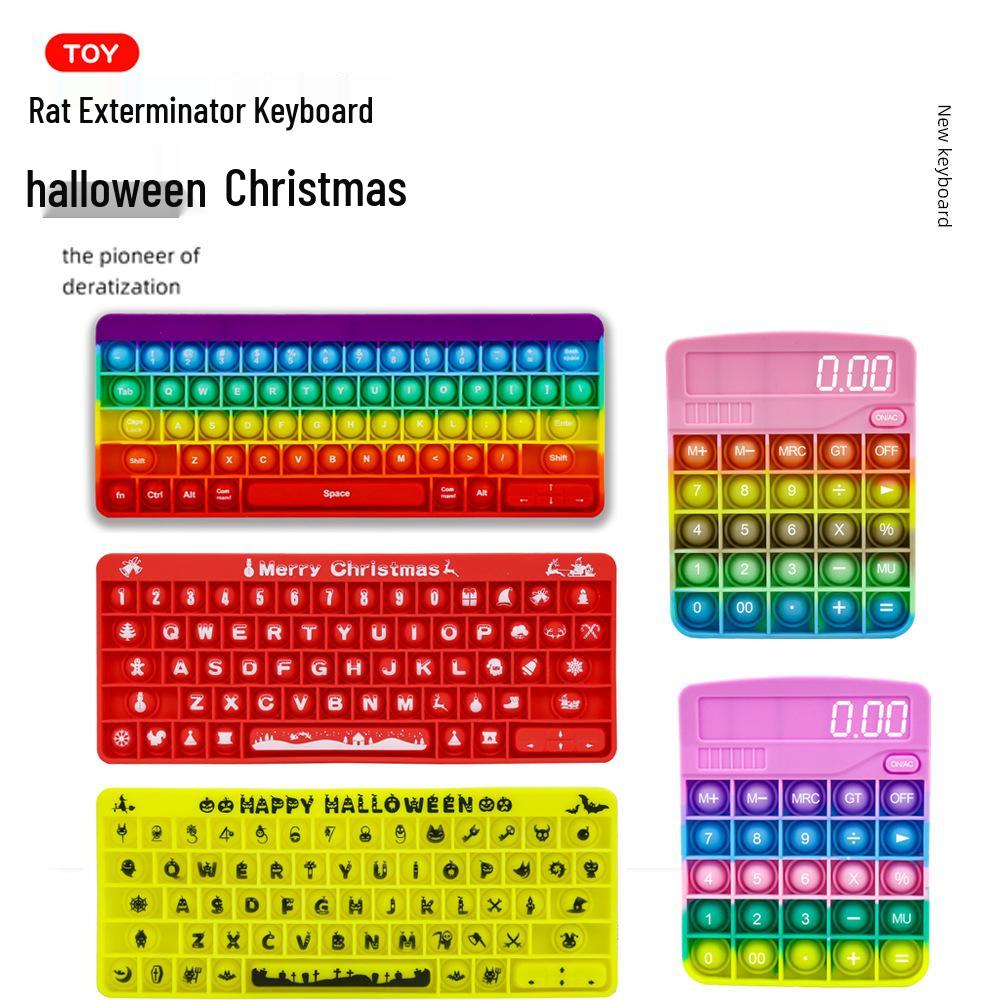 Silicone Educational Decompression Toy Calculator & Keyboard for Kids - Halloween & Christmas Theme