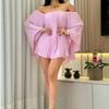 Verão 2025 novo vestuário feminino transfronteiriço europeu e americano ombro a ombro sexy moda para o trabalho casual shorts fato plissado