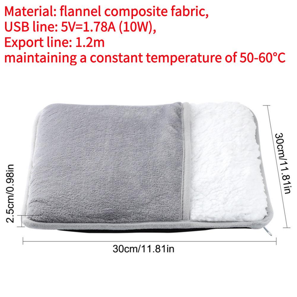 

Зимняя электрическая грелка для ног с USB-зарядкой, мягкая плюшевая, моющаяся, обогреватель для ног, домашний коврик для согревания ног для улучшения сна