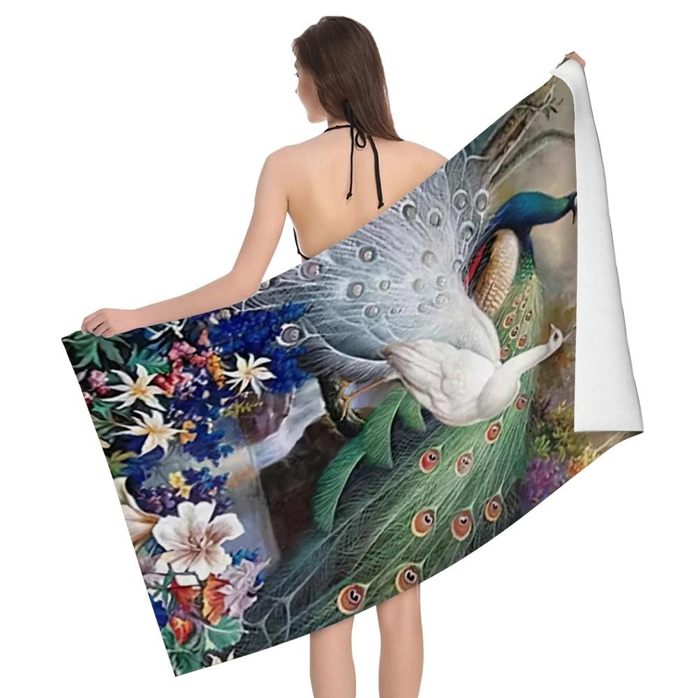 Peacock Beach Towel Wild Animal Bath Towel Sport Travel Camp Spa Gym Yoga Pool Towels Microfiber Shower Quick Dry Swimming Cover