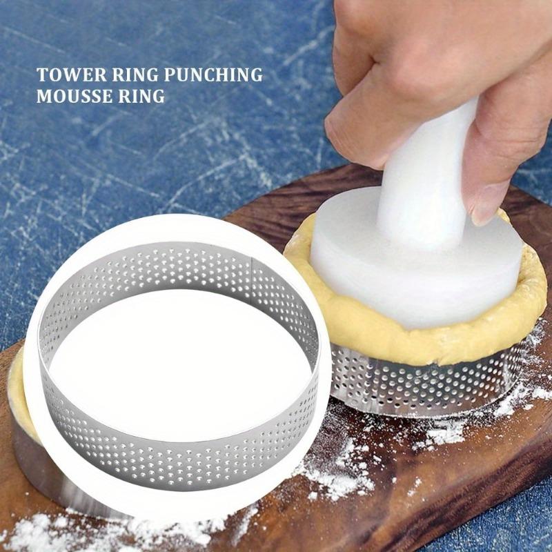 Non-Stick Perforated Tart Ring Set Stainless Steel Mousse Cake Mold Baking Tools for Dessert Decoration Kitchen Accessories