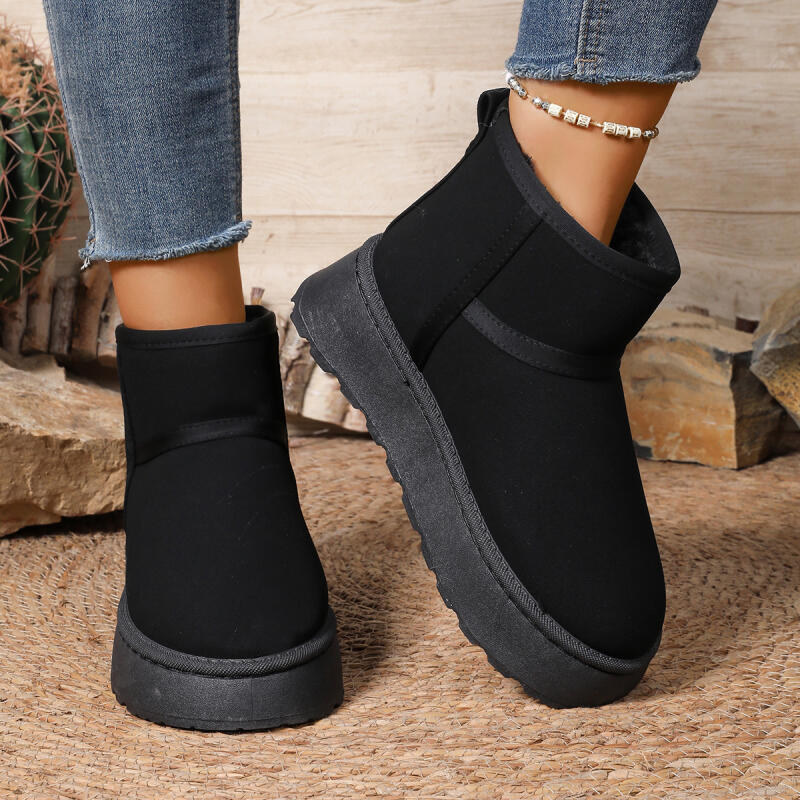 Fashion Soft Non Slip Thick Bottom Snow Boots Women 2025 Winter Classic Solid Suede Ankle Boots with Platform Warm Plush Shoes for Woman