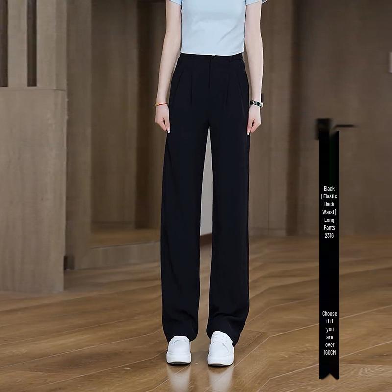 

Woodpecker High Waist Wide Leg Draping Women s Pants - Spring/Autumn 2025 Ice Silk Straight Trousers M - 95-105 lbs