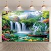 1 piece of 2D flat banner featuring a charming waterfall and lake scenery backdrop for animal photography of durable quality