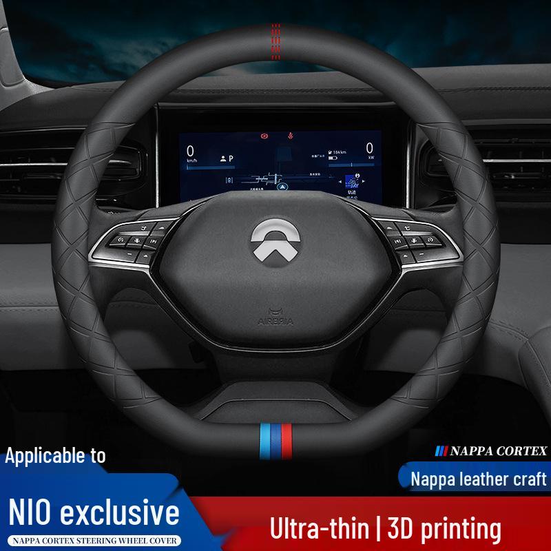 Genuine Leather Hand-Sewn Suede Steering Wheel Cover for NIO ES8, ES6, EC6, ET7