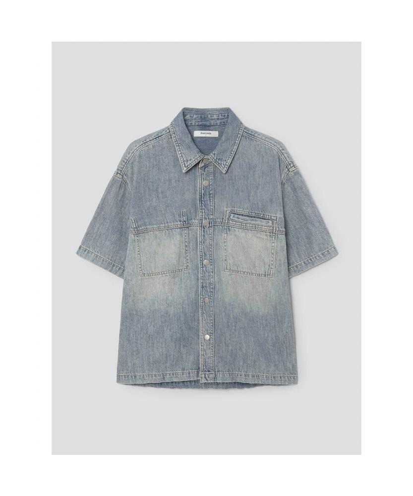 8seconds Natural Slub Short Sleeve Denim Shirt Blue