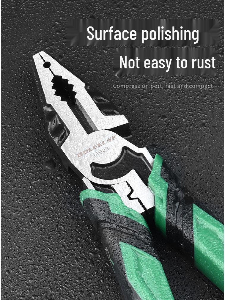 Multifunctional Industrial-Grade Pliers: Combination, Needle Nose, Diagonal Cutting, Eccentric, Strong Blade.