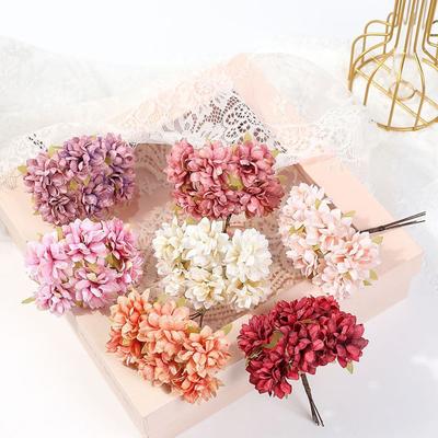 Artificial Flowers Silk Carnation Mini Bouquet Outdoor Garden Wedding Wreath Home Vase Table Decorati Scrapbook Bridal Ornaments