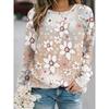 Fashion Women's Crew Neck Long Sleeve 3D Casual Color Printing Casual Long Sleeve T-Shirt