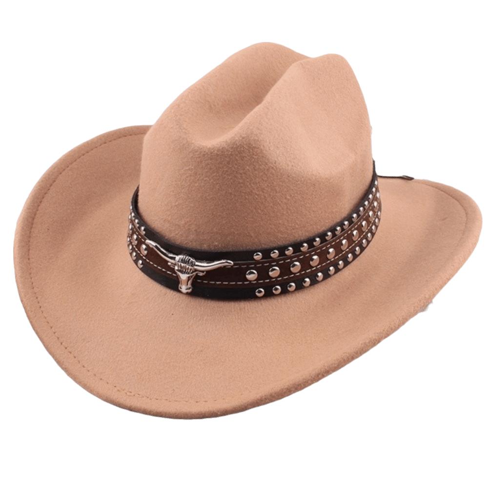 Wide Brim Western Cowboy Hat Soft Riding Hat Unisex Felt Cowgirl Hat  Theme Party Style D