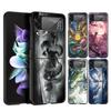 Hard PC Phone Case For Samsung Galaxy Z Flip 7 6 5 4 Black Cover For Galaxy Z Flip 3 Foldable Shockproof Bag Cartoon Dragon Long