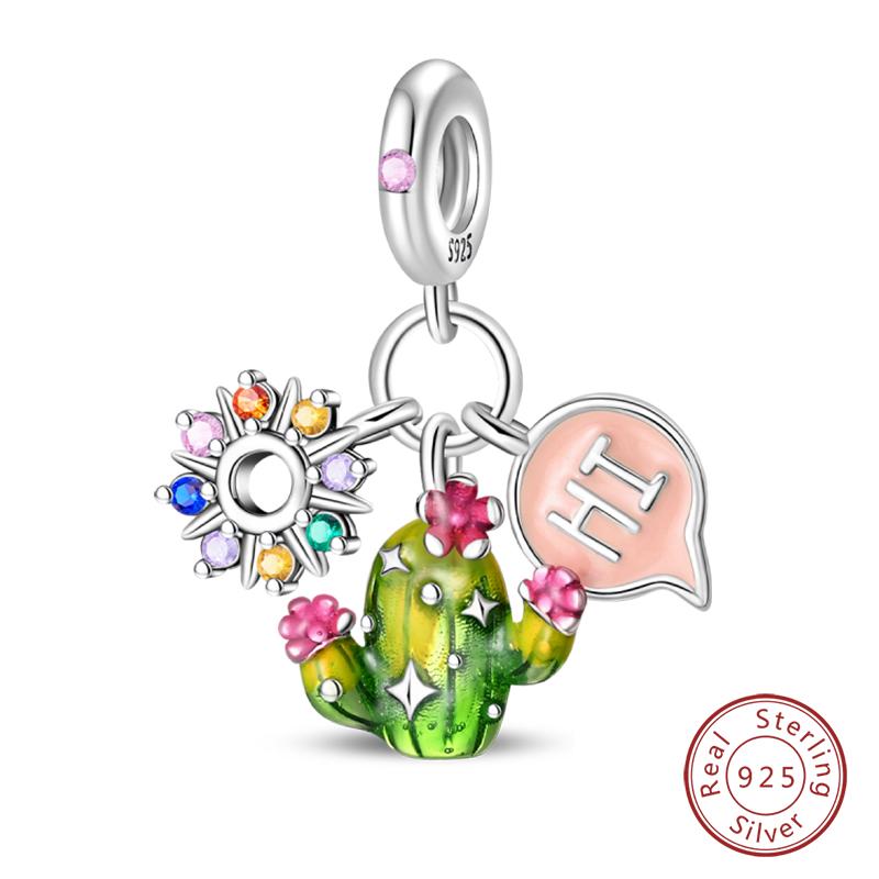 100% Copper Cute Little Bear Butterfly Flamingo Charms Beads Rose Princess Pendants Fit Diy Bracelets Jewelry Gifts