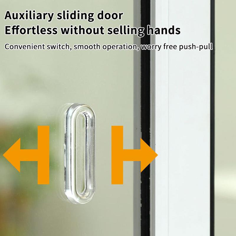 4Pcs Transparent Plastic Soft Pu Door Handle Self-Adhesive Sliding Door Handle Kitchen Cabinet Glass Sliding Door Drawer Handle