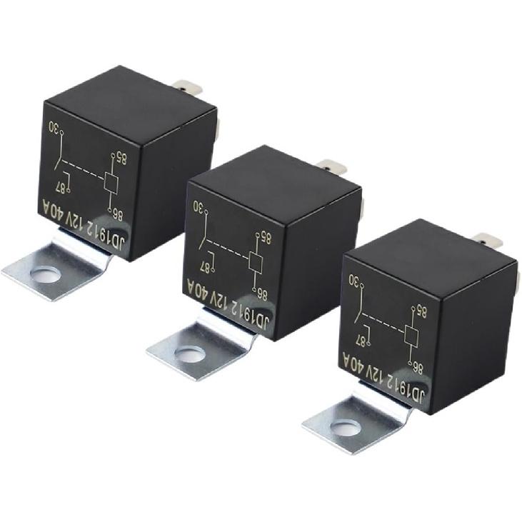 JD1912 12V 40A 4 Pin Relay Compatible with Auxiliary Lights Motorcycle Fog Light Wire (Color : 3 pcs)