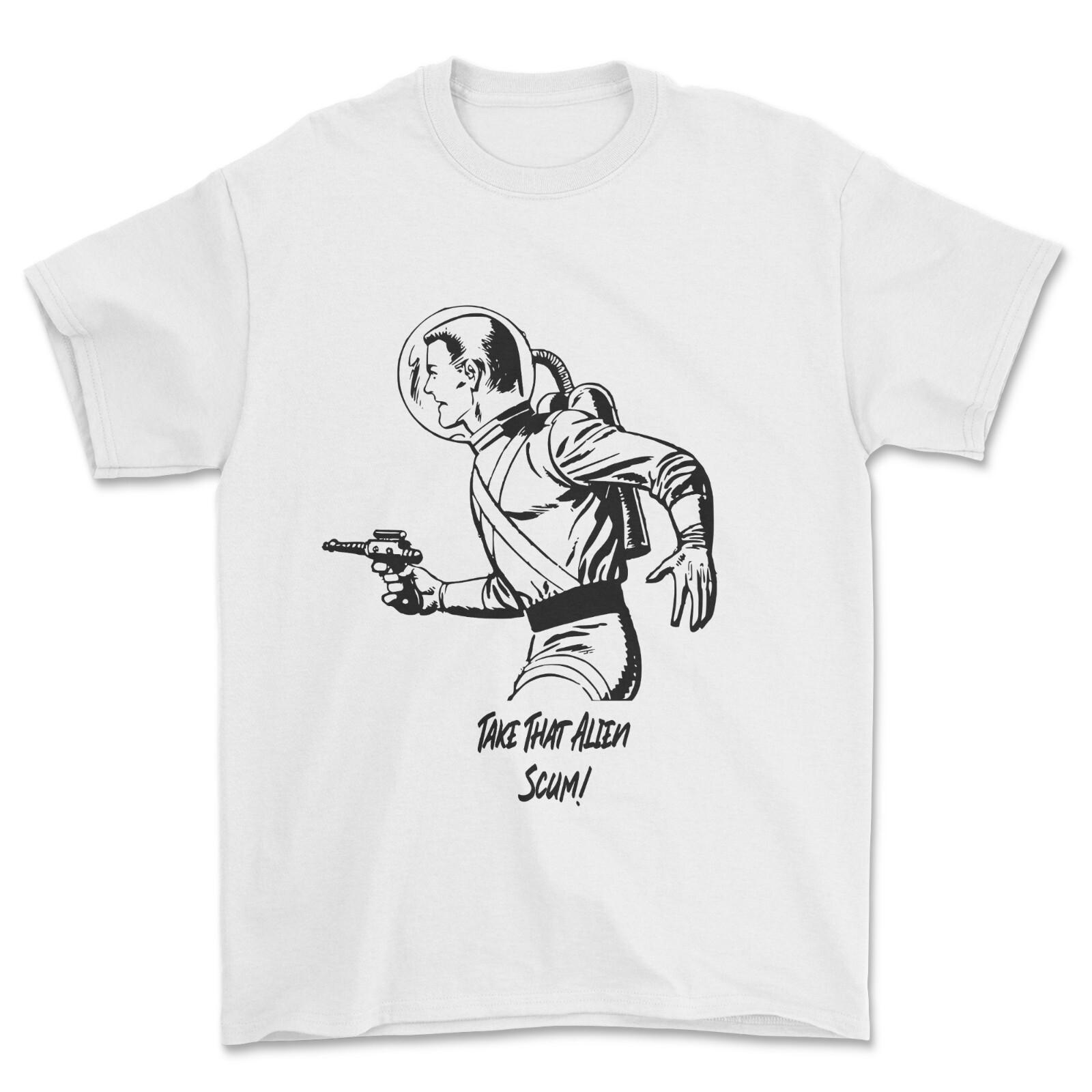 Take That Alien Scum! T-Shirt UFO, Astronaut Fighting Tshirt S разноцветный
