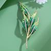 1Pcs Metal Rhinestone Simple Plants Brooches Green Enamel Leaves Brooch Pins For Women's Clothes Backpack Gifts