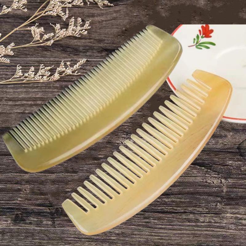 Portable Ox Horn Comb Set: Includes Wide, Moon, and Meridian Combs for Home and Travel.