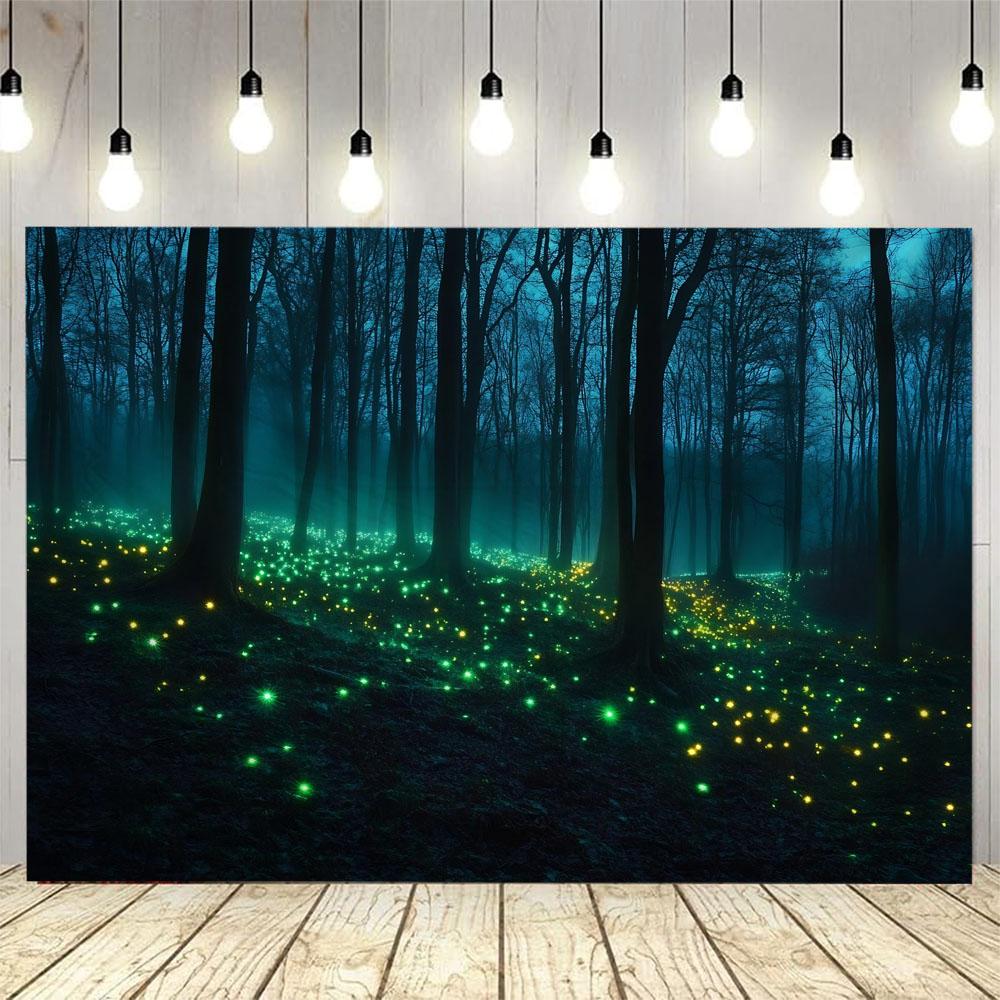 Forest Firefly Tapestry Dreamy Landscape Polyester Wall Hanging Fabric Aesthetic Home Decoration Living Room Background Poster