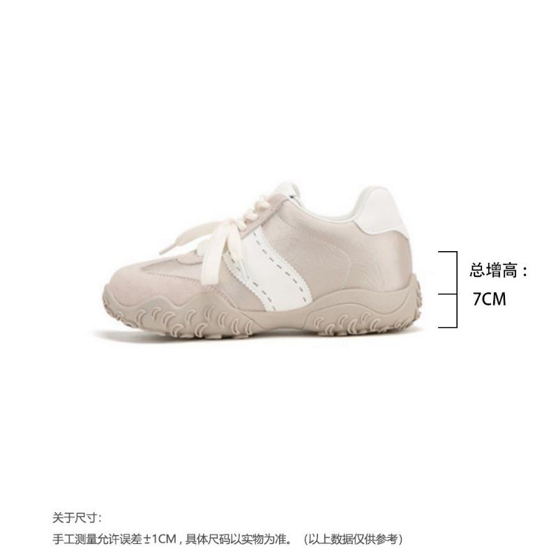 Sheepskin Version 7cm Inner Height Increase Crescent Pearl Lace Platform Casual Sports Shoes Women