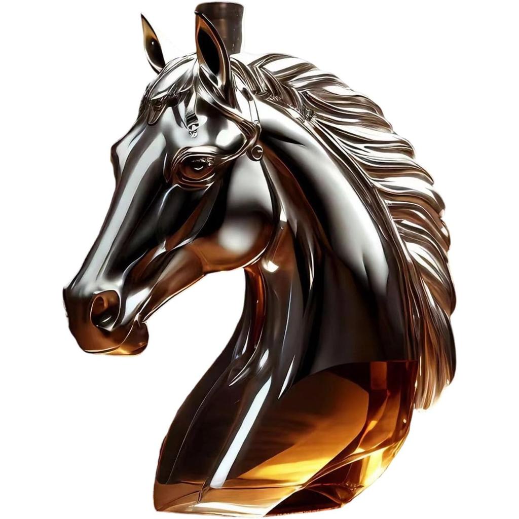 Botella de Whisky de Vidrio con Forma de Cabeza de Caballo Caprichosa Decantador de Animales Contenedor de Alcoholes Accesorios Divertidos para Beber Botella de Whisky Divertida con Forma de Cabeza de Caballo