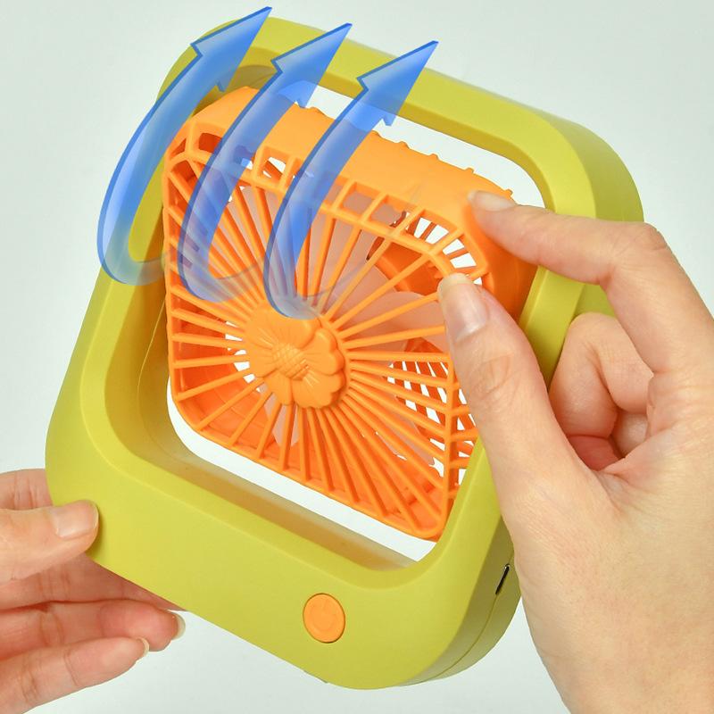Quadratischer Niedlicher Mini Tragbarer USB-Lade-Schreibtischventilator Sommer Kühlventilator Kühler 2 Windgeschwindigkeiten Einstellbar