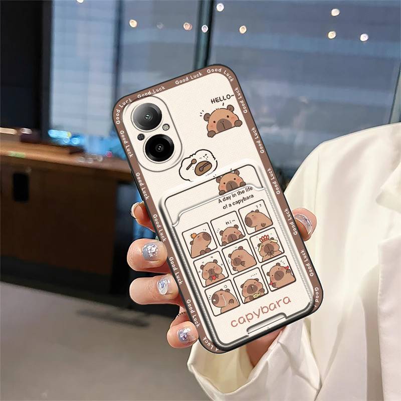 Durable Fashion Design Phone Case For Realme C67 4G/Realme12 Lite Card slot Graffiti TPU Anti-dust Cartoon Card sleeve
