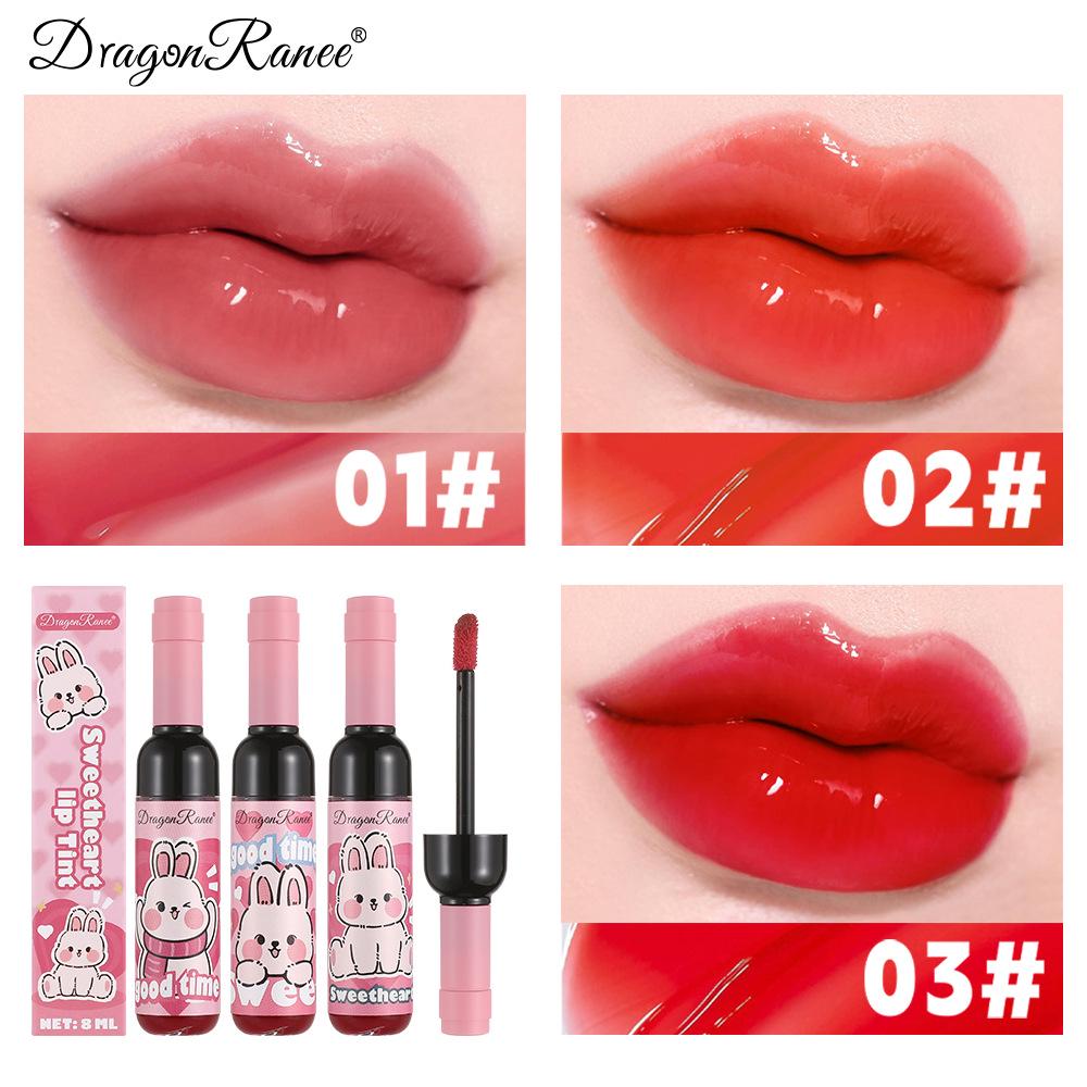 DragonRanee Cross-border Exclusive Wine Bottle Tinted Lip Gloss - Moisturizing, Long-lasting, Matte & Sweat-proof Lipstick with Water Lip Glaze.