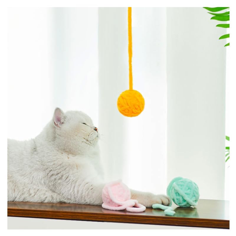Nyankoro Míč Kočka Vlněný Míč se Sadou Měkkých Pastelů Lze Kutálet a Hrát si Hraje Získej Kočku Bezpečné pro Vnitřní Použití Vydává Cinkání Kočky Jsou Z něj Šílené