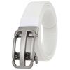 White Nylon Belt with Metal Large Perfect for Casual No Men's Buckle, Sizes, Golf, Work, Wear, Holes, Stepless, Auto-Lock, 35mm, 3.5cm, 120cm, White,