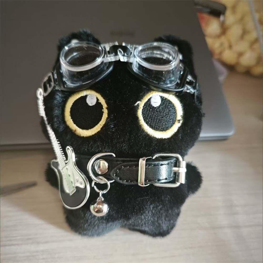 Punk Rock Black Cat Plushies Stuffed Doll Cat Pendant Kid Gift Cat Plush Keychain  Boy Girl