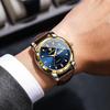 Binbang Men's Waterproof Quartz Watch with Genuine Leather Strap - Fashion & Business Casual