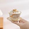 Chinese Hand-painted Cute Cat Gaiwan Handmade Ceramic Tea Tureen Teacup Household Tea Bowl Travel Portable Tea Set Accessories