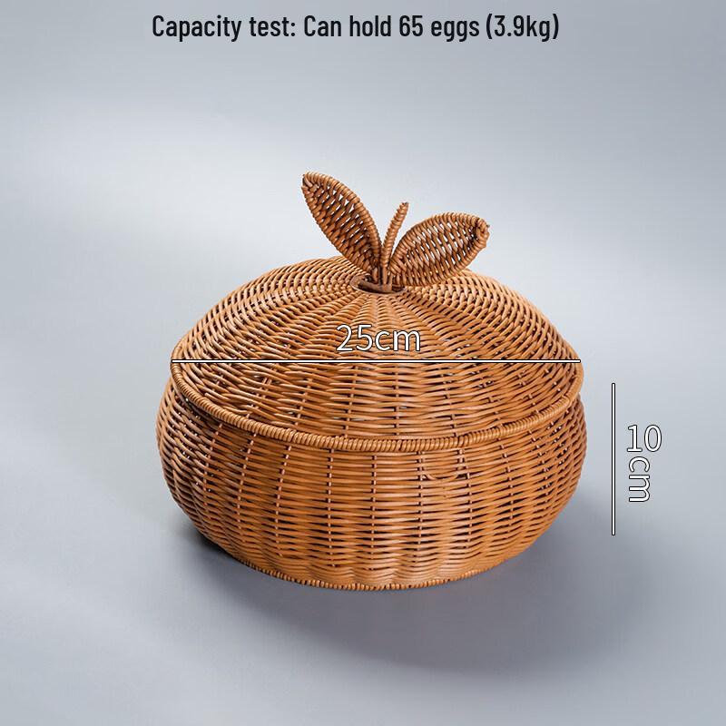 Imitation Rattan Round Lidded Storage Basket