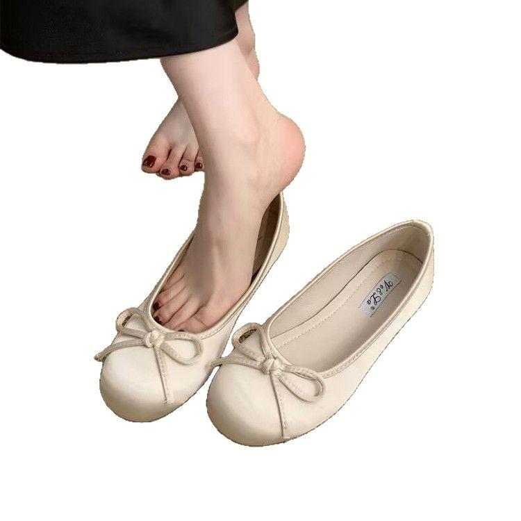 Evening Wind Gentle Butterfly Ladyshoes Ballet Flats French Retro Soft Sole Spring and Summer 2025 New Satin Single Shoes