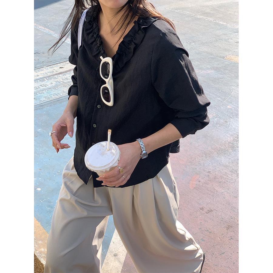 

Huang Zheng Women s Lace V-neck Long-sleeve Blouse - Spring 2025 Korean Style (H1CH510193) One Size