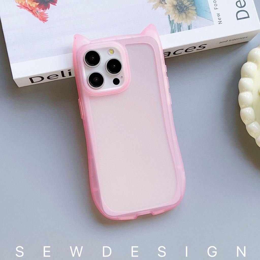 Apple 16 Pro Max Cat Ear Phone Case - TPU Soft, Transparent Cover for 15, 14, 13, 12, 11