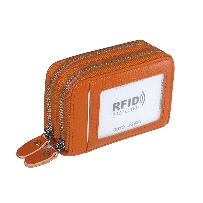 Fashion Women Card Holder Genuine Leather Double Zipper Large Capacity Female Wallet Purse