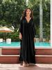 Plus Size Kaftan Blue Black Solid Bohemian Printed Summer Long Beach Dress Women Homewear Outfit Swim Suit Cover Up Loose Caftan