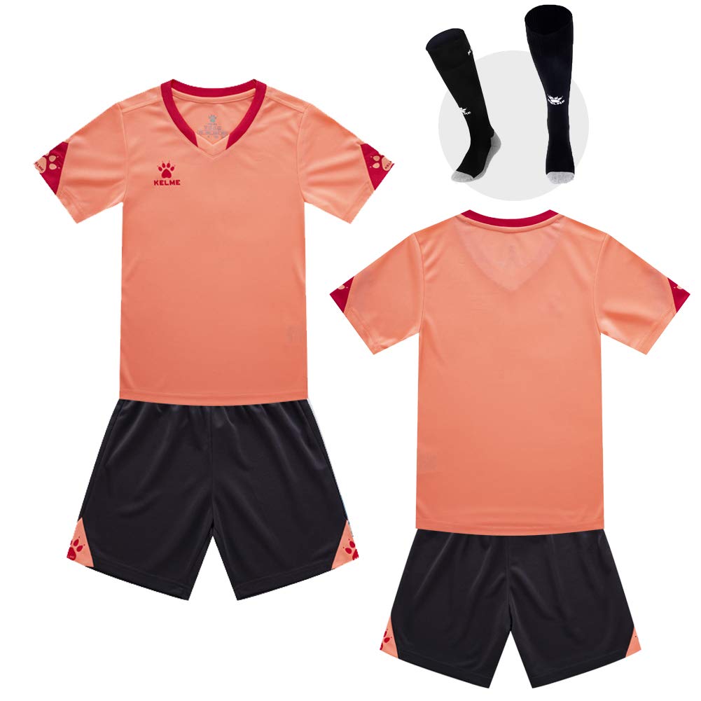 

Kelme Kids Soccer Wear, Junior Training Set, Includes a Pair of Soccer Socks (Pink & Orange, 150cm)