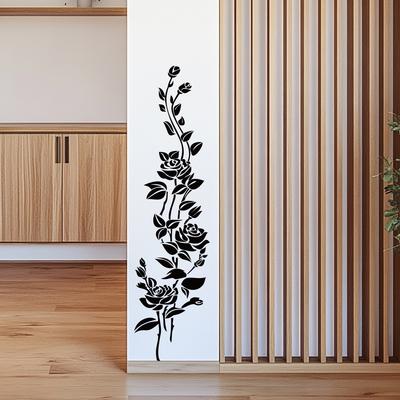 Schwarze Rose Wandaufkleber Abnehmbar Selbstklebend Hintergrunddekor für Schlafzimmer Wohnzimmer Heimdekoration
