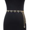 Mei Korean Style New Women's Belt - Unique Casual Decorative Heart Buckle Rhinestone Inlaid Metal Waist Chain